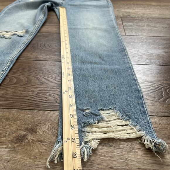 Free People Jeans Womens 26 Chewed Up Mid-Rise Straight Button Fly Distressed - Picture 11 of 13